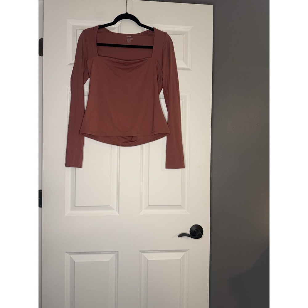 Qinsen Square Neck Long Sleeve Top Xl Mauve